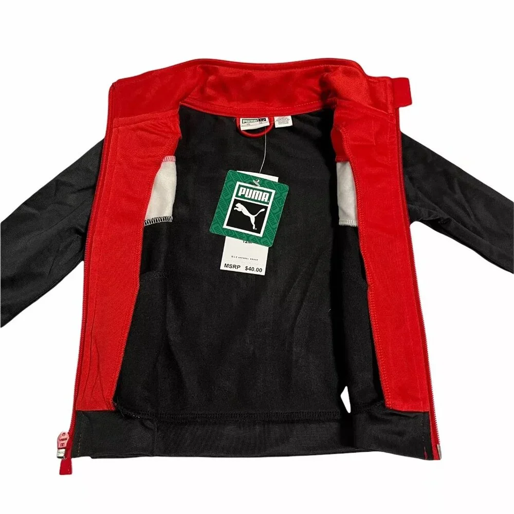 Puma‎ Baby Infant Boys Track Jacket & Joggers Outfit Set Sz 12 Months Black/ Red - Picture 4 of 13